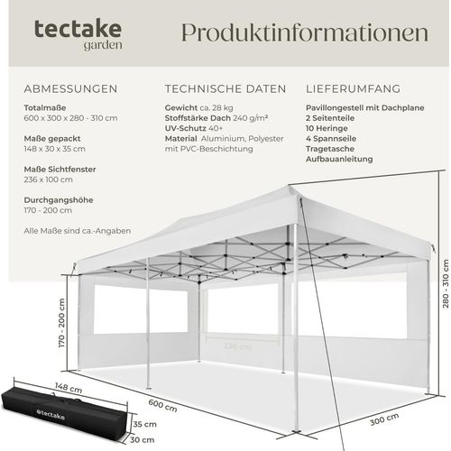 Pavillon Viola 6 x 3 m, mit Aluminiumgestell