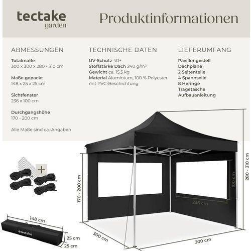 Pavillon Olivia 3 x 3 m, mit Aluminiumgestell