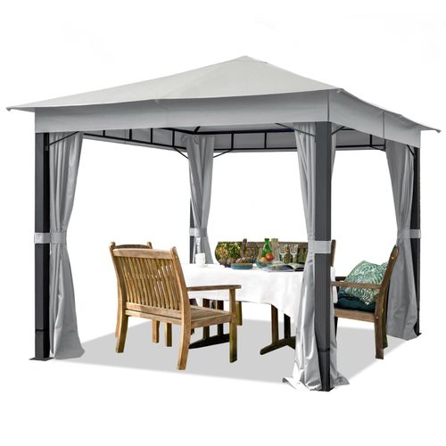 Gartenpavillon 3x3 m ALU Premium ca. 220g/m² Dachplane wasserdicht Pavillon 4 Seitenteile Gartenzelt in grau