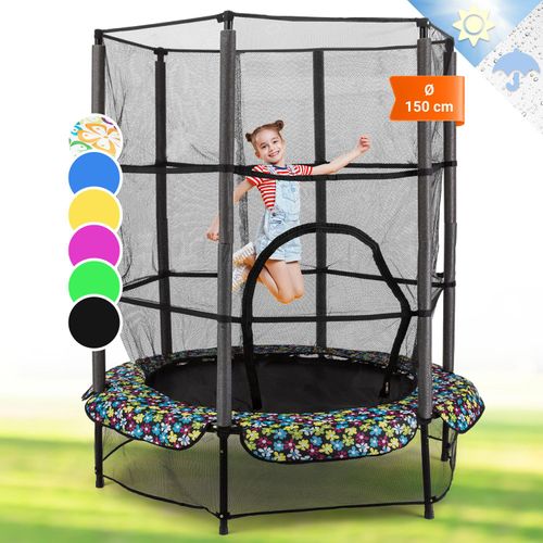 Klarfit Kinder Trampolin Indoor/Outdoor, Kleines Trampolin für Kinder ab 3 Jahre, Kindertrampolin Rutschfest, Kleinkind Trampolin mit Randabdeckung & Sicherheitsnetz, Trampolin Klein, ab 3-6 Jahre