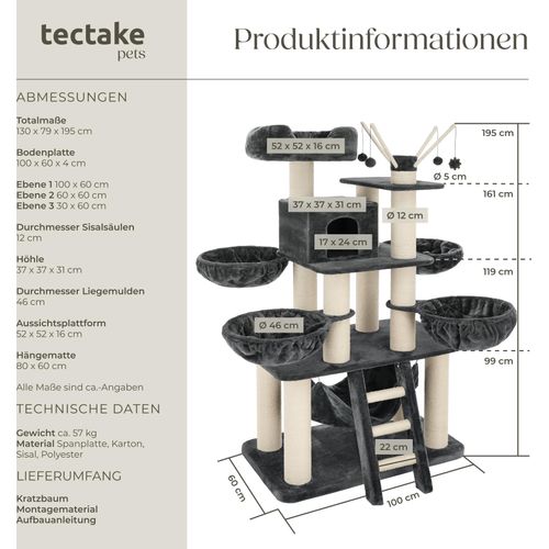 Kratzbaum Gismo 195 cm inklusive Treppe, 4 Spielbällen und Kippschutz