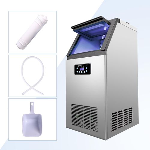 73kg/24h Kommerzielle Eiswürfelbereiter Eismaschine Eiswürfelmaschine 45 Stück Eisschale