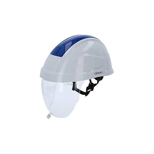 Arbeits-Schutzhelm mit Gesichtsschutz, blau