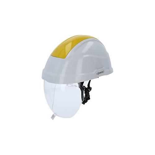 Arbeits-Schutzhelm mit Gesichtsschutz, gelb