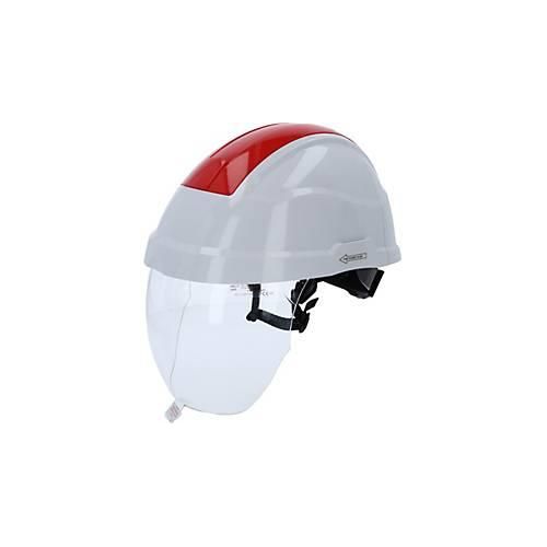 Arbeits-Schutzhelm mit Gesichtsschutz, rot