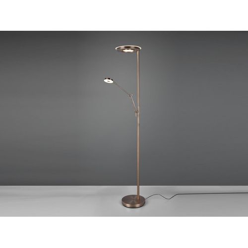 LED Deckenfluter mit Leselampe Altmessing dimmbar Stehlampe Wohnzimmer Flurlampe