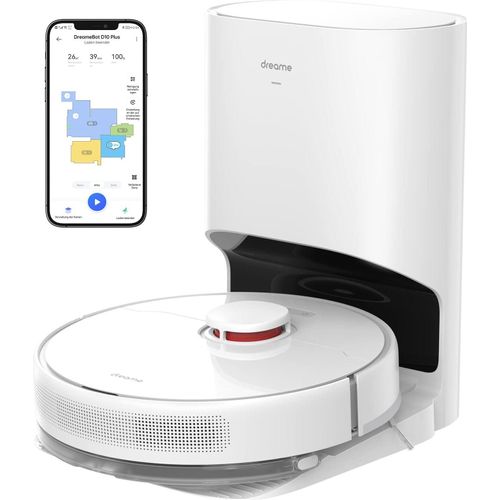 Dreame D10 Plus Roboterstaubsauger und Wischmopp, selbstentleerende Basis für 45 Tage, 4000 Pa Saugleistung, LiDAR-Navigation,WLAN-Verbindung