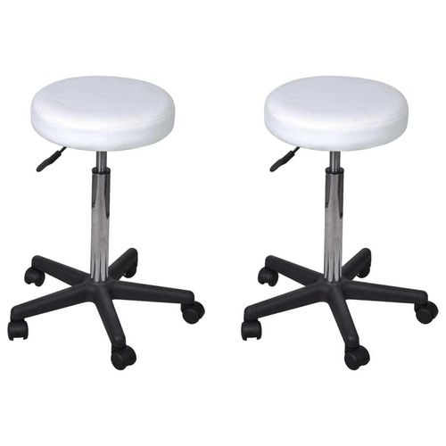 Prolenta Premium Rollhocker 2 Stk. Weiß 35,5 x 98 cm Kunstleder