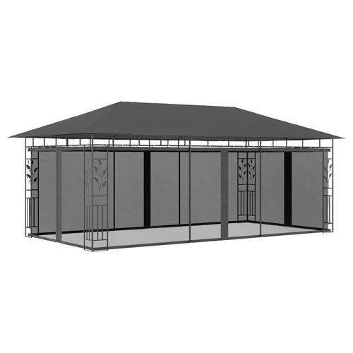 Prolenta Premium Pavillon mit Moskitonetz 6x3x2,73 m Anthrazit