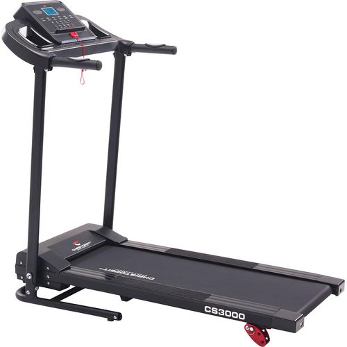 Christopeit Laufband – 1-8 km/h einstellbar, 12 Trainingsprogramme, Manuelle Direktwahltasten, Handpulsmessung, 3-fach Steigungseinstellung, Schwingungsgedämpfte Lauffläche, Sicherheitsbandstopp, Hochklappbar, Back Light LCD Display, Tablet-/Smartphone-Halterung, Platzsparendes Heimfitnessgerät