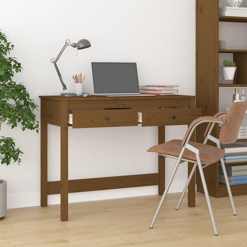 Schreibtisch mit Schubladen Honigbraun 100x50x78 cm Massivholz , Schreibtische Design 2024
