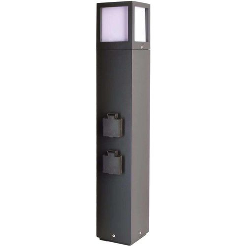 Deko Light Energieverteiler Facado Socket dunkelgrau IP54 E27 10,8x10,8x65cm mit 2 Steckdosen