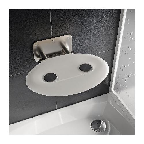 Ravak Ovo P II - Duschsitz Opal, 410x350 mm, Edelstahl/weiß durchsichtig B8F0000049
