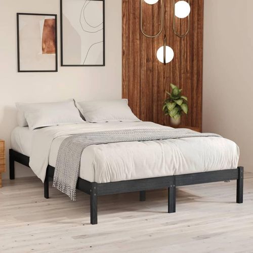 vidaXL Massivholzbett Grau Kiefer 200x200 cm - Bettrahmen - Holz-Bettrahmen - Bett - Betten