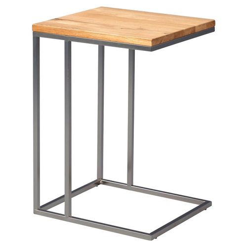 Beistelltisch , Eiche, Edelstahl , Holz, Metall , Wildeiche , massiv , rechteckig , eckig , 43x62x38 cm , Wohnzimmer, Wohnzimmertische,