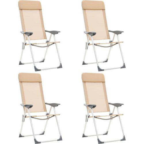 Prolenta Premium - Klappbare Campingstühle 4 Stk. Aluminium Creme