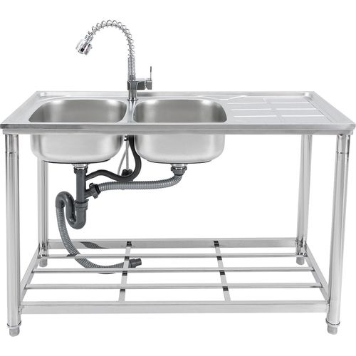 Edelstahlspüle Spüle mit zwei Becken Edelstahl Spüle max 100kg