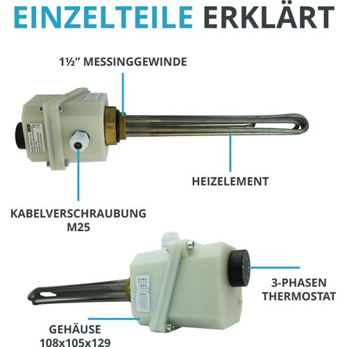 Elektro - Heizstab 6 kW, 400 V, 6/4