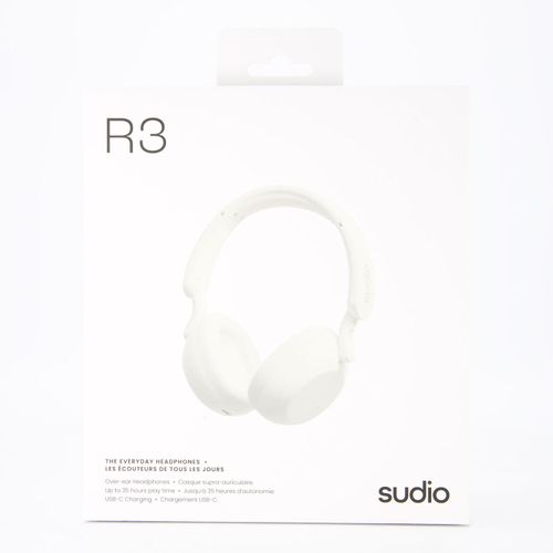 Weiße Kopfhörer mit Logo