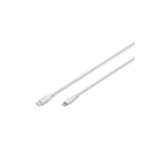 DIGITUS Lightning Silikon Kabel, USB-C - Lightning, 0,5m, weiß