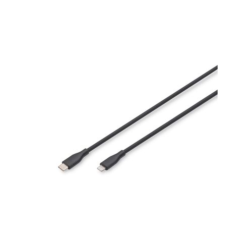 DIGITUS Lightning Silikon Kabel, USB-C - Lightning, 2m, black