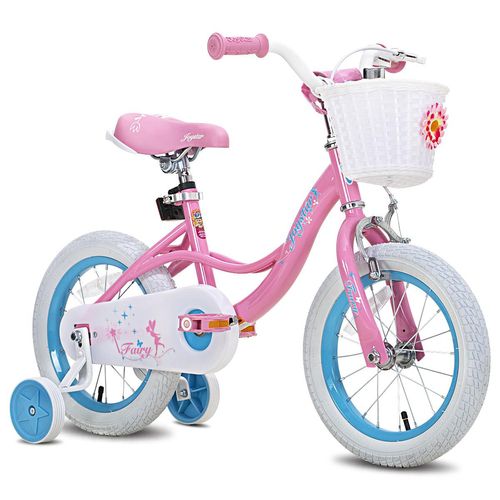 JOYSTAR Kinderfahrrad für Kleinkinder und Kinder im Alter von 2-8 Jahren Mädchen, 18 Zoll Kinderfahrrad mit Stützrädern mit Handbremse und Korb
