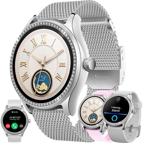 Smartwatch Damen mit Telefonfunktion Alexa Integriert, 1,38