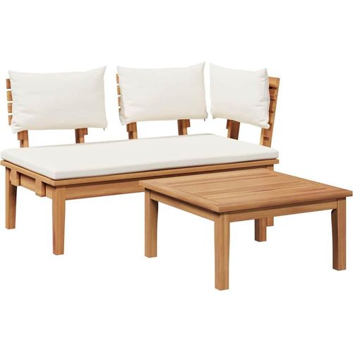 vidaXL Gartenbank 2 pcs Braun Massivholz Teak