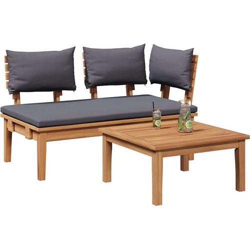vidaXL Gartenbank 2 pcs Braun Massivholz Teak