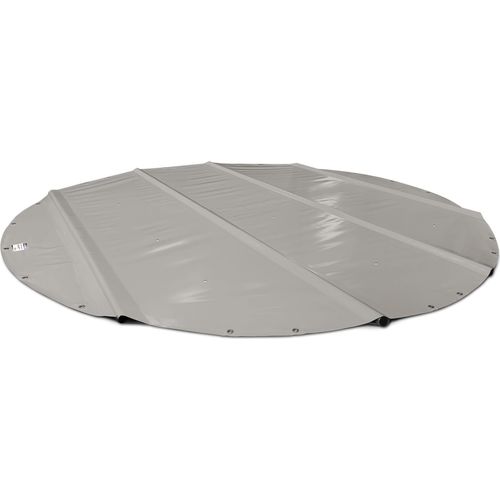 SafeDeluxe® Runde Poolplane Stangenabdeckung ohne Stangen (Durchmesser der Plane = 350cm, Grau RAL7037) Rollabdeckung Poolabdeckung Abdeckung aus LKW Plane