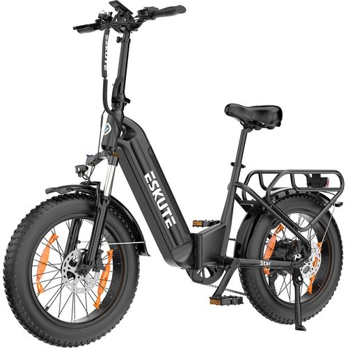 ESKUTE Star E-Bike - 250W Motor 36V25AH Batterie 20 Zoll Reifen Hydraulische Scheibenbremse - Schwarz