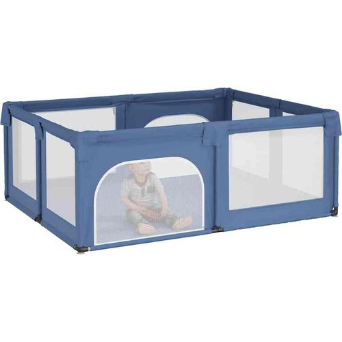 vidaXL Laufstall mit 2 Türen Hellblau Oxford-Gewebe