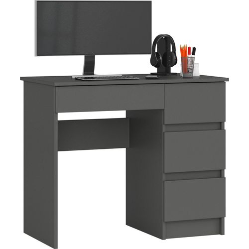 PC-Schreibtisch AKORD A7 rechts Graphitgrau mit 4 Schubladen B90 x H77 x T50 cm