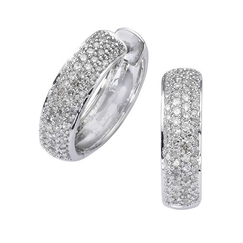 Paar Creolen DIAMONDS BY ELLEN K. "Gold 585 mit 130x Diamant zus. 0,50ct.", weiß (weiß, weiß), Ohrringe, Damen, one-size, 0,5 P2 = erkennbare Einschlüsse, Gold
