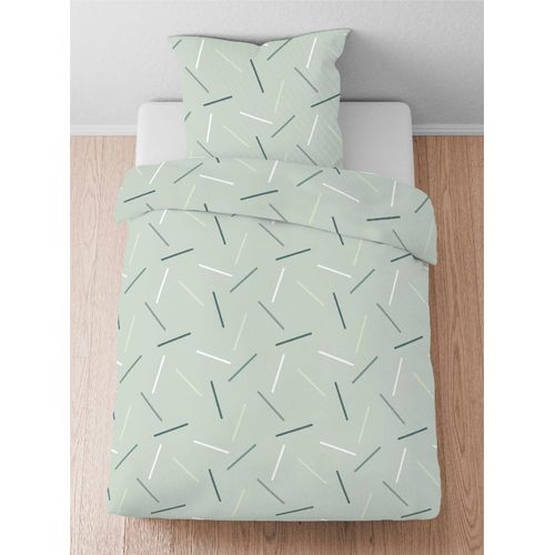 Bettwäsche BIBERNA Gr. 3, grün, B/L: 155cm x 220cm, Seersucker, B/L: 80cm x 80cm, Seersucker, 100% Baumwolle, Bettwäsche