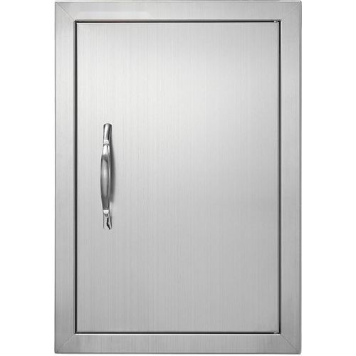 Grill-Zugangstür - 355 x 508 mm - Edelstahltür für Grillinsel - Wandmontage - Vertikaler Griff