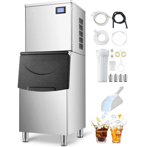 Eisbereiter 204kg/Tag - 250lbs Vorratsbehälter - Automatische Selbstreinigungsfunktion - Hohe Effizienz Eismaschine