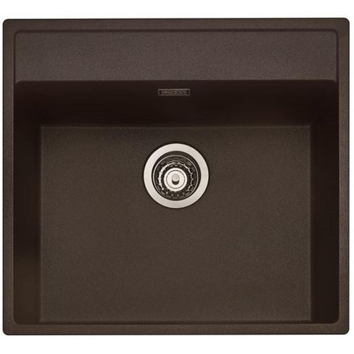NABER Spüle ANGOLA 56 in ESPRESSO mit Drehexcentergarnitur verchromt / Auflagespüle / Einzelbecken / 60 cm Schrankbreite