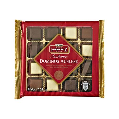 Lambertz Aachener Dominos Auslese umhüllt mit Zartbitter,Vollmilch- und weißer Schokolade 24 x 200 g