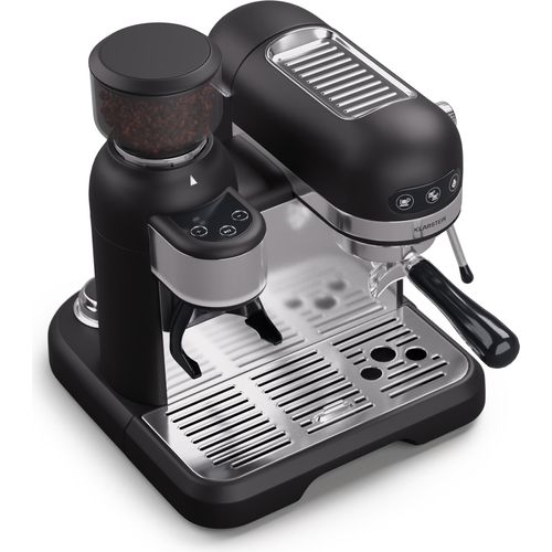 Klarstein Espresso Siebträgermaschine mit Milchaufschäumer, 1,4L Retro Mini-Espressomaschine mit Siebträger, 1550W Kaffeemaschine Klein, 0,5L Milchtank, Thermoblock, Kaffeemaschine für Cappuccino