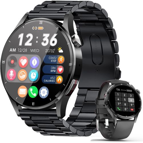Smartwatch mit Telefonfunktion, 1,32 Zoll Smartwatch Herren mit Bluetooth Pulsuhr Schlafmonitor, Herzfrequenz, Kalorien, Sportuhr fur Android IOS