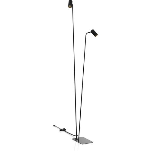 Stehlampe Metall GU10 verstellbar 216 cm in Schwarz Gold 2-flammig Modern