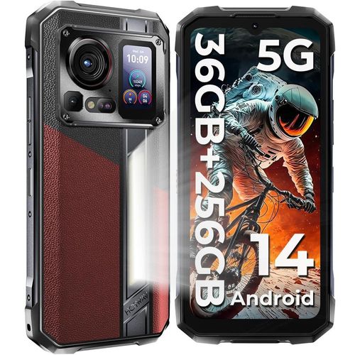 HOTWAV Hyper 7 PRO 5G Outdoor Smartphone,Dimensity 7050 Chip36GB RAM+256GB ROM, 10800mAh/33W, Android 14 Dual SIM 5G Handy Ohne Vertrag - Rot