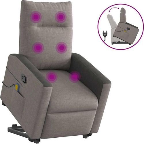 Massagesessel mit Aufstehhilfe Taupe Stoff