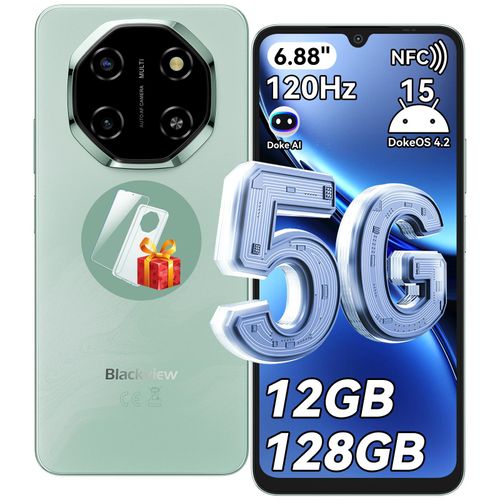 Blackview Shark 6 Handy 5G, 6,88“, 12GB(4+8GB)+128GB/2TBTF, Octa Core, AI Fotoalbum, Android 15, ohne vertrag, 5000mAh, Dual SIM, NFC, 120Hz, 18W