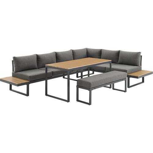 riess-ambiente Wetterfestes Gartenmöbel Set IBIZA GRAND 280cm anthrazit Aluminium inkl. Sitzpolster Gartenset Loungemöbel Terrassenmöbel Gartenlounge
