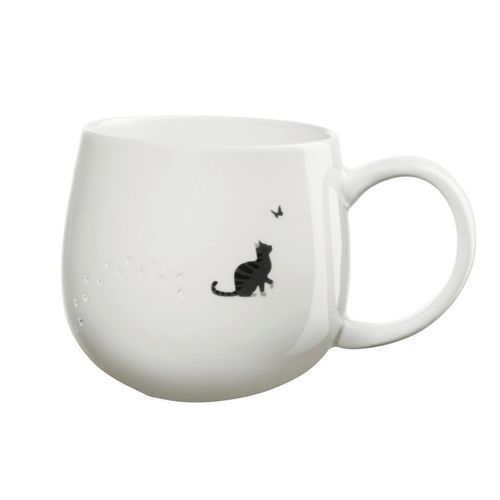 ASA Kaffeebecher Magu , Weiß Hochglanz , Keramik , Katze , 400 ml , 9.5 cm , Kaffee & Tee, Tassen, Kaffeebecher