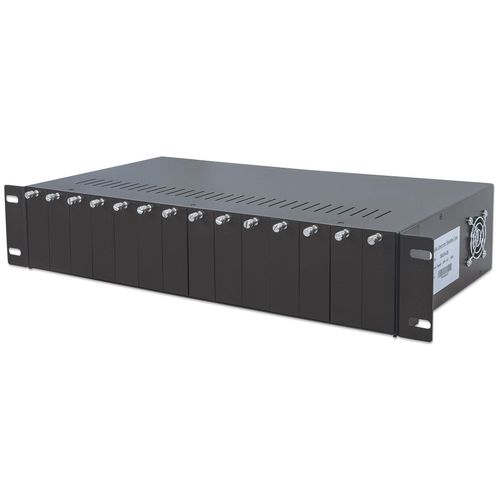 INTELLINET Medienkonvertergehaeuse 14 Slot 19Zoll-Rackmount 2 HE redundantes Netzteil im Lieferumfang (507356)