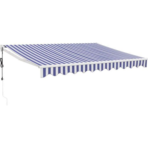 vidaXL Elektrische Markise mit Kurbel Blau und Weiß 3,5x2,5 m