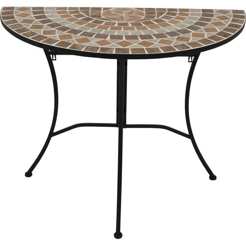Wandtisch halbrund Mosaik Eisen Braun Schwarz